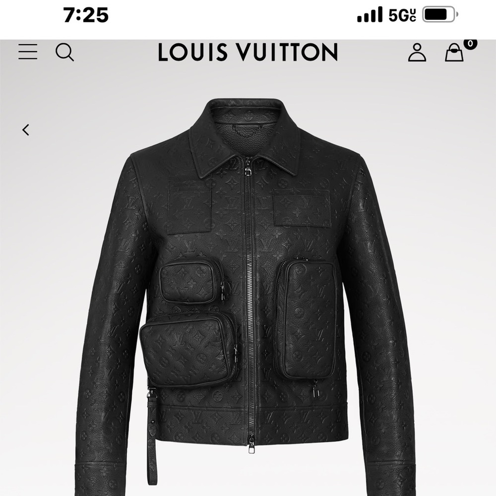 Louis Vuitton Monogram Embossed Utility Jacket /Large / Black / Leather